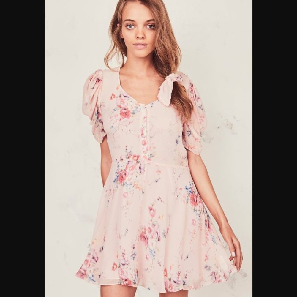 $425 Loveshackfancy Cora silk mini dress Duchess XS